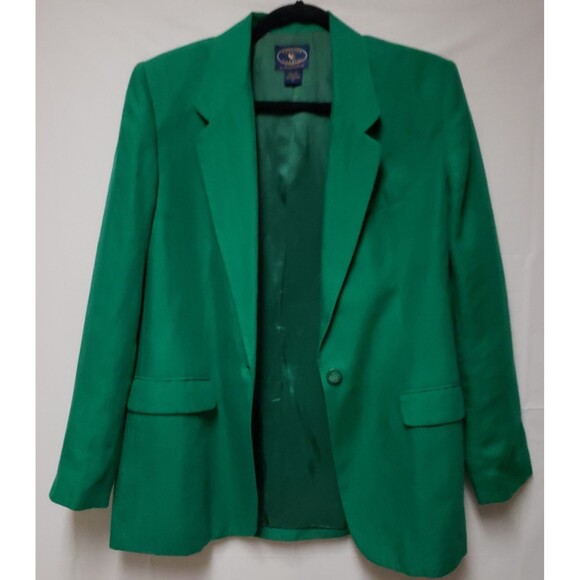 Women’s Charter Club 100% Linen Kelly Green Classic Career Blazer Size 10 NWOT - Picture 1 of 13